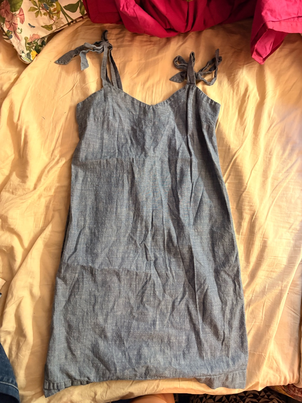 J. Crew Light Blue Chambray Tie-Shoulder Tank Dress
